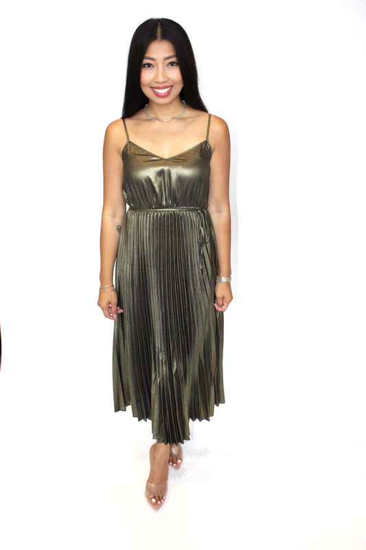 Golden Pleated Dress