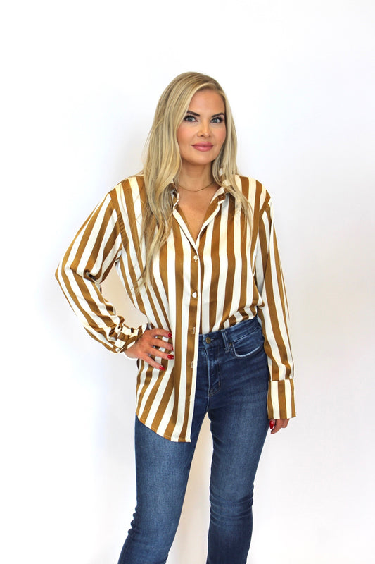 In The Lines Button Down Blouse