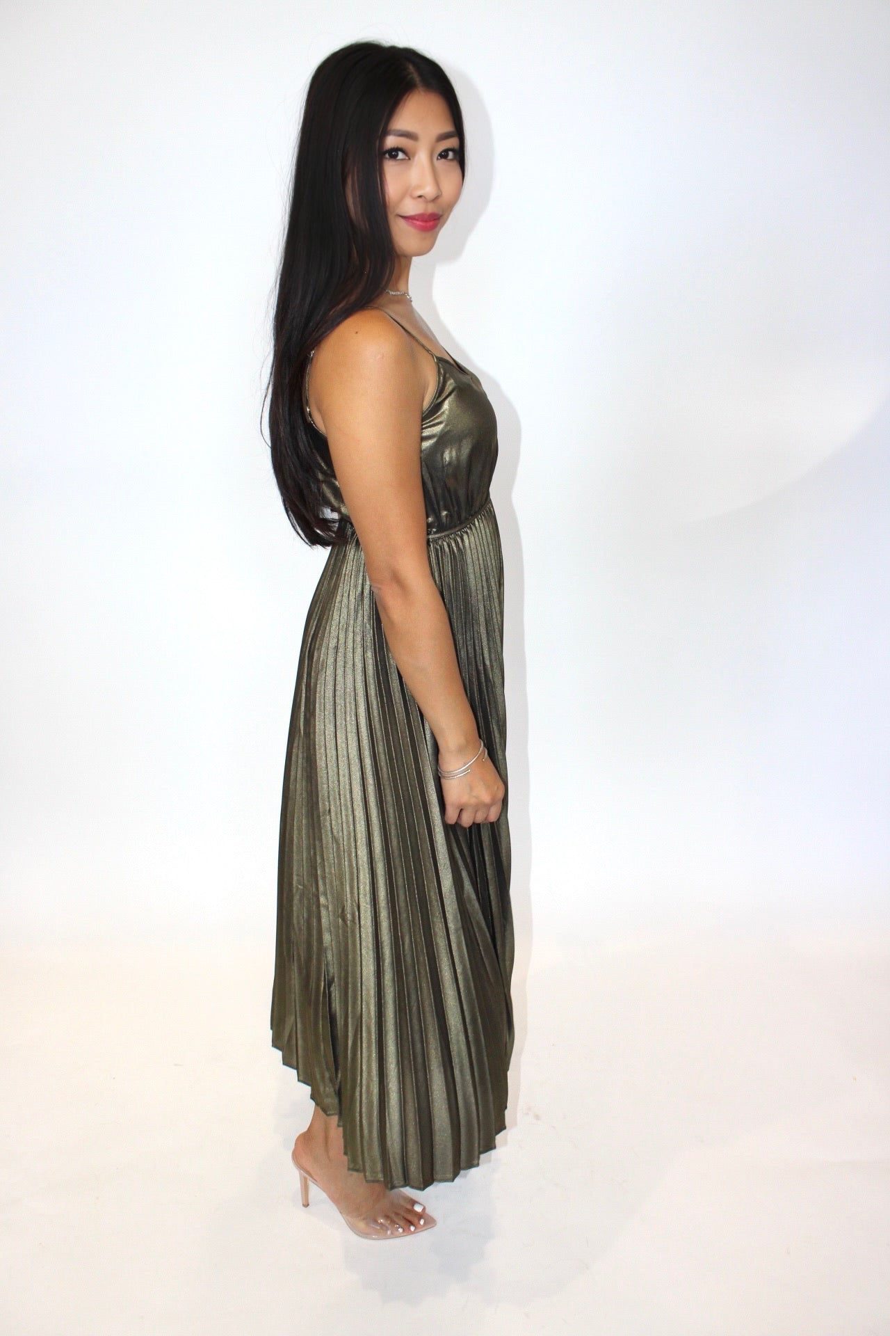 Golden Pleated Dress