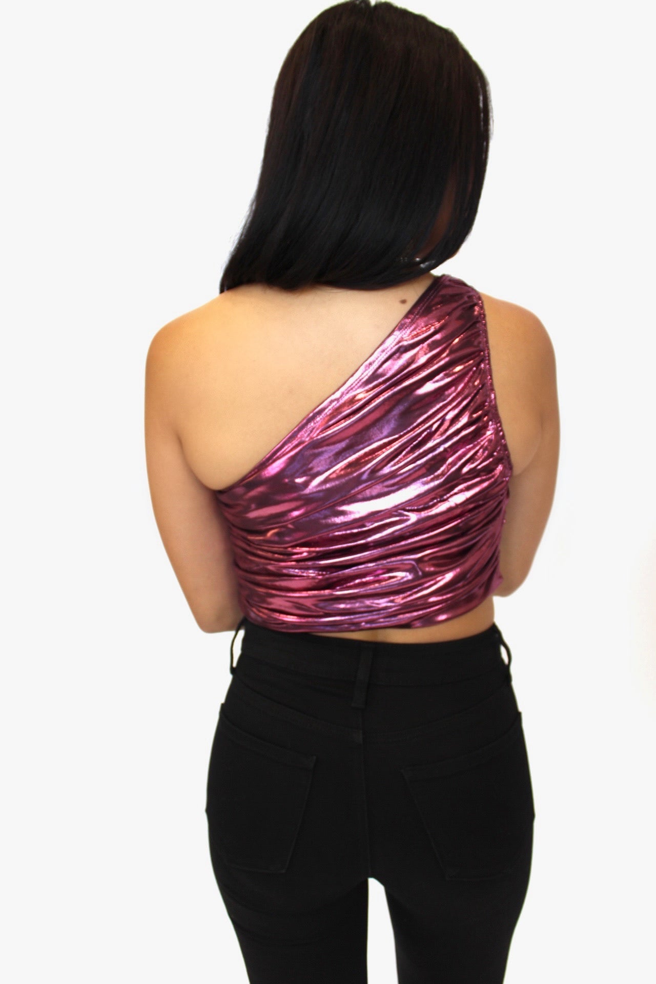 Addison One Shoulder Metallic Top