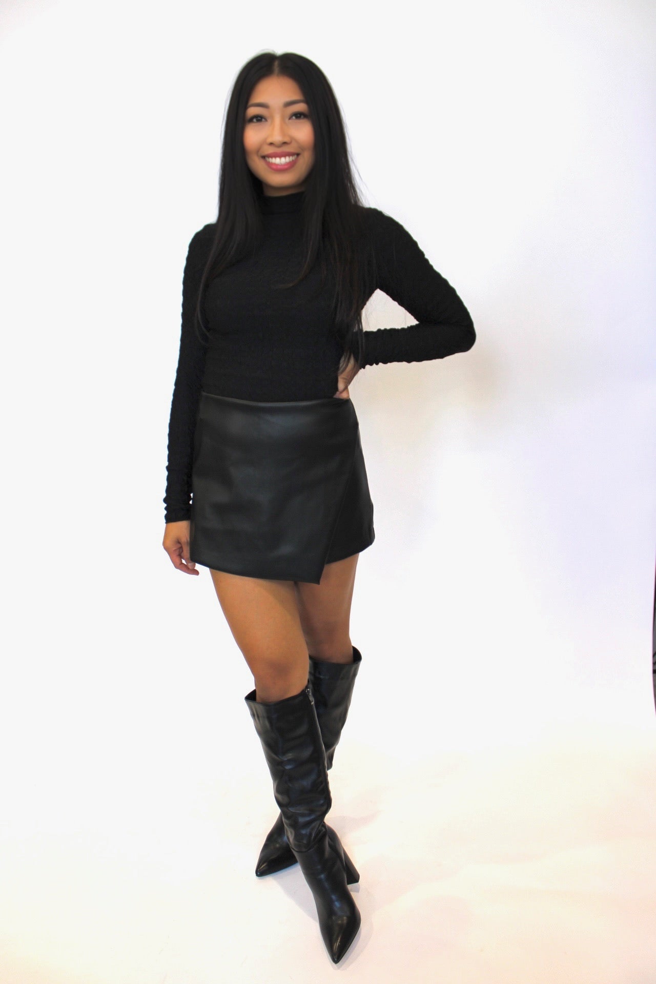 Midnight Vegan Leather Skort