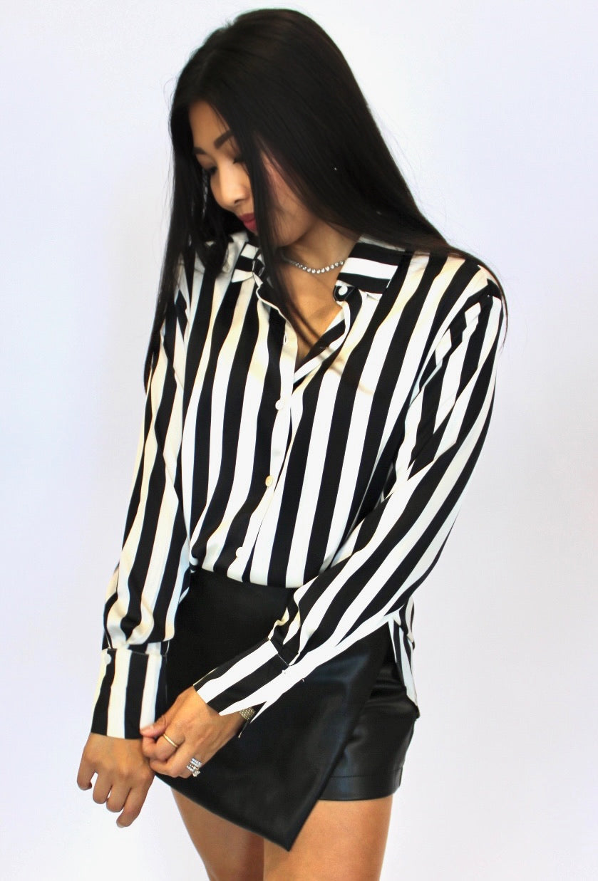 In The Lines Button Down Blouse