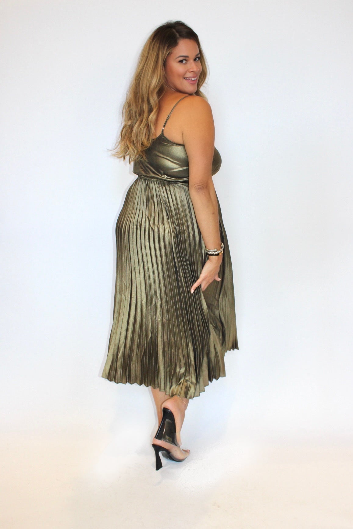 Golden Pleated Dress