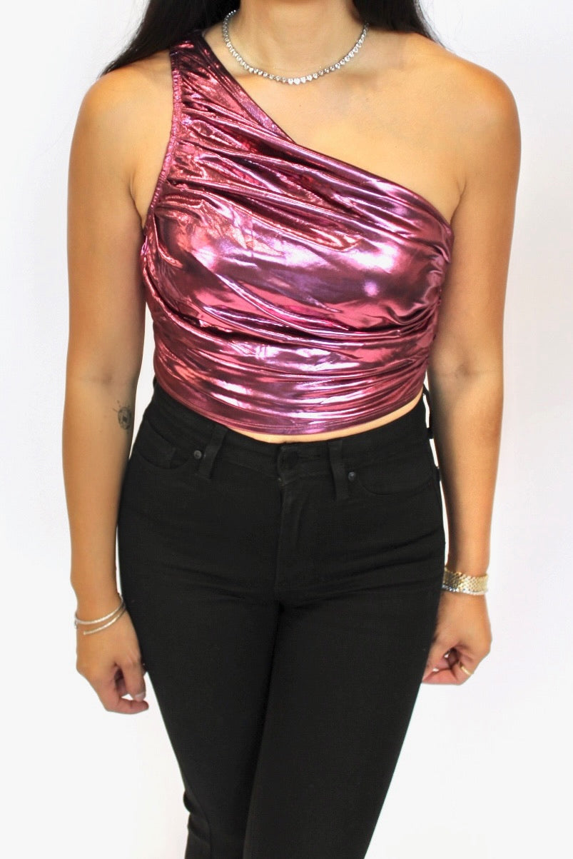 Addison One Shoulder Metallic Top