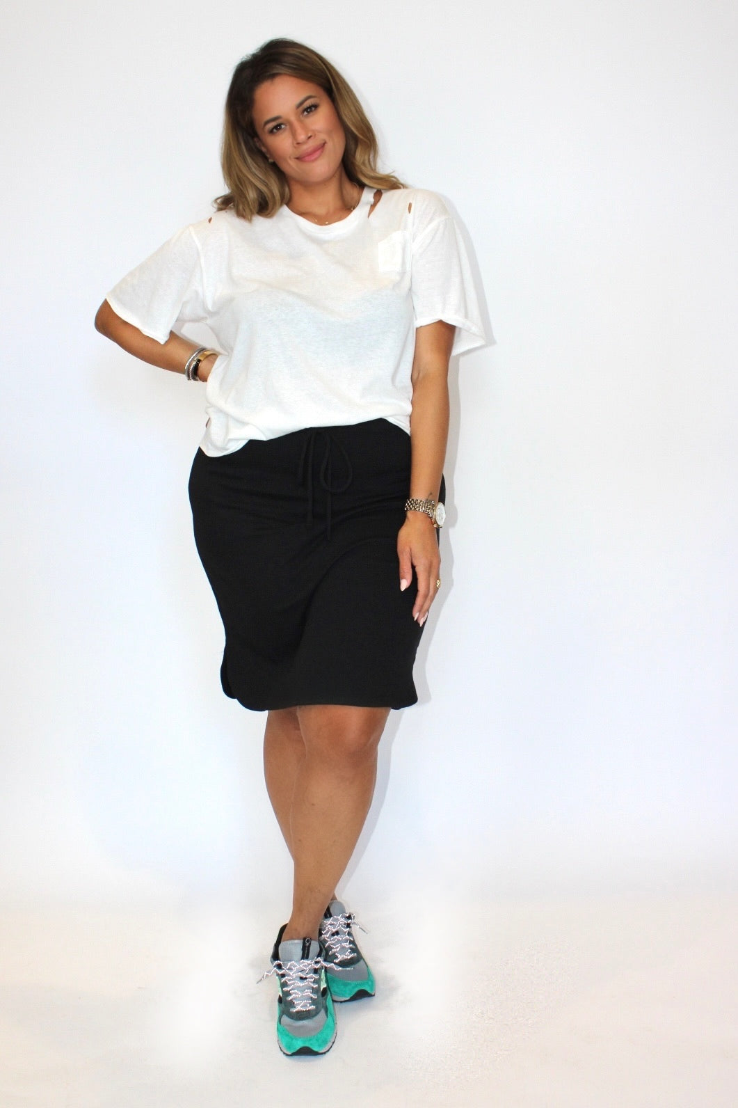 Megan Drawstring Cotton Skirt