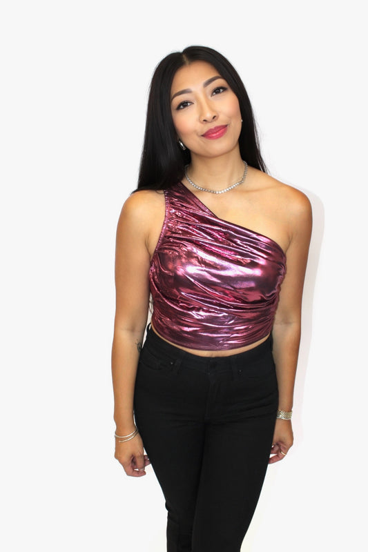 Addison One Shoulder Metallic Top