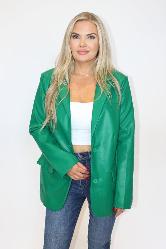 Moss Vegan Leather Blazer