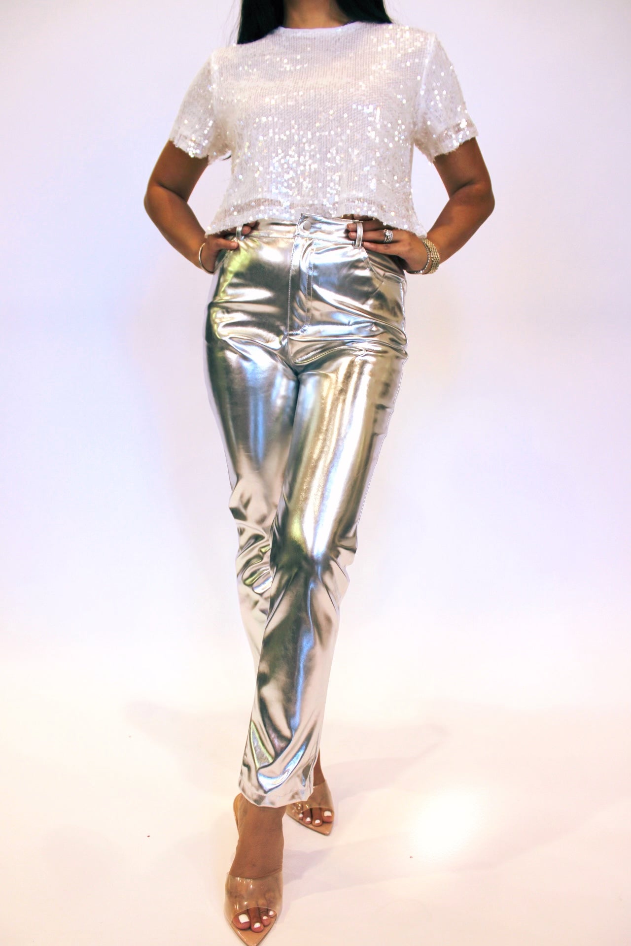 Disco Metallic Vegan Leather Pant