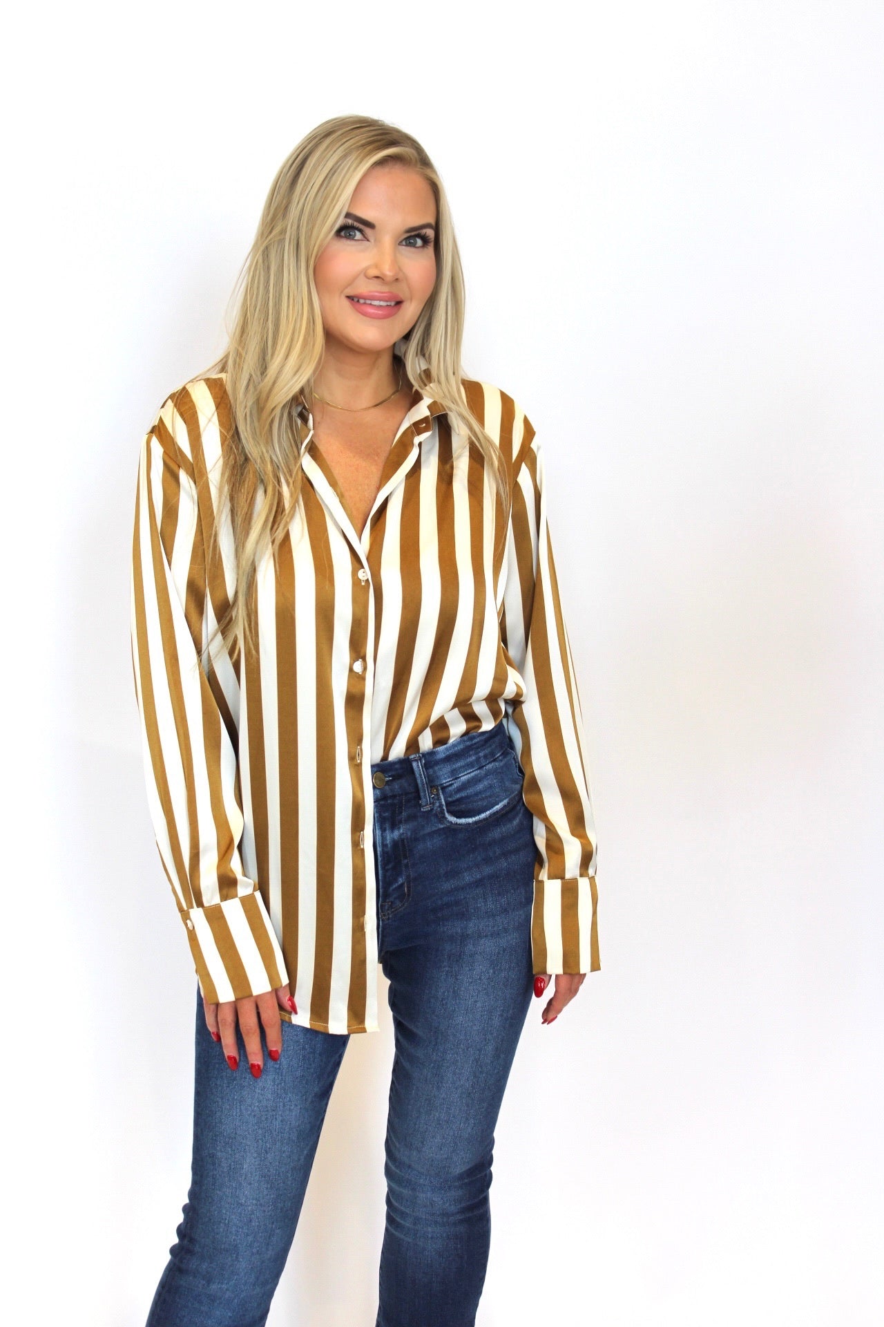 In The Lines Button Down Blouse