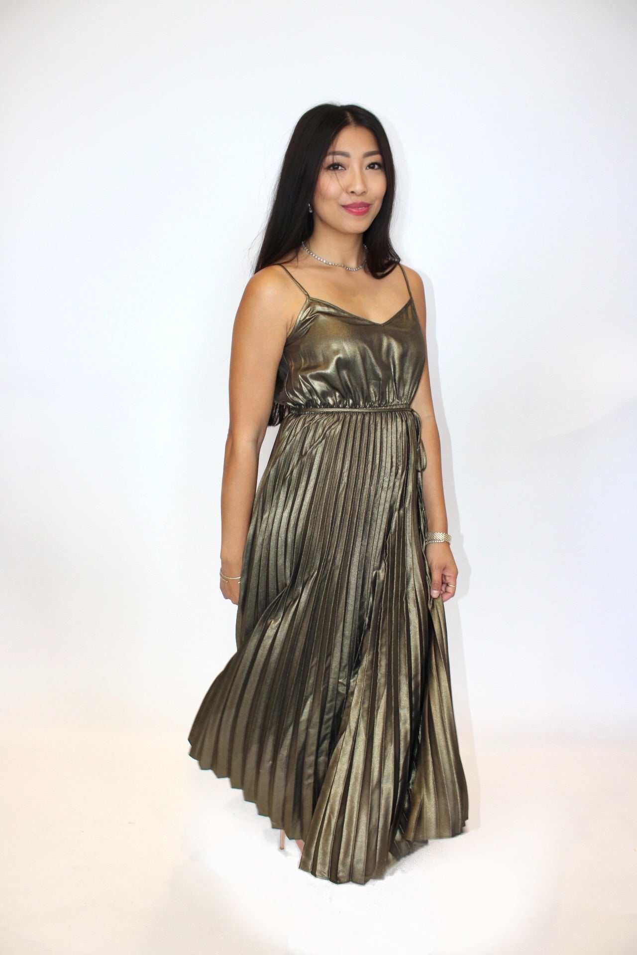 Golden Pleated Dress