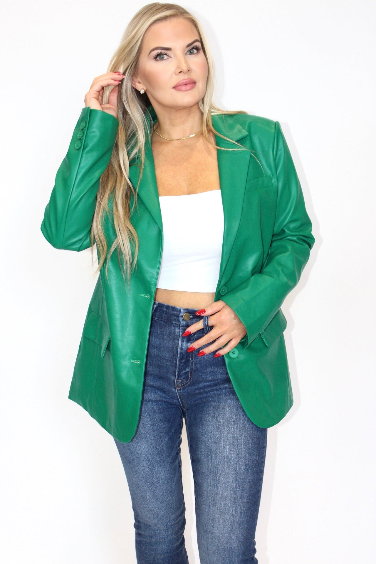 Moss Vegan Leather Blazer