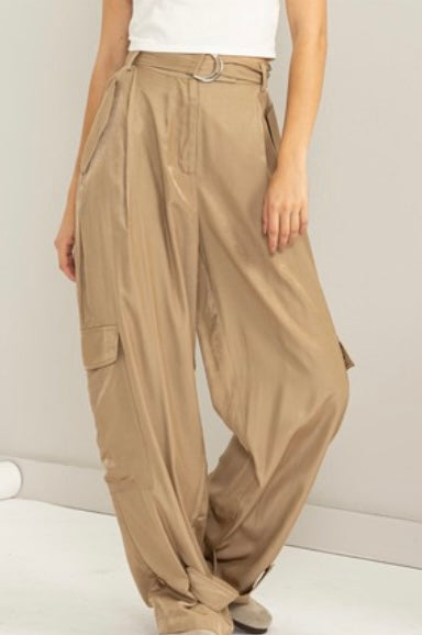 Tonya Camel Cargo Dress Pant