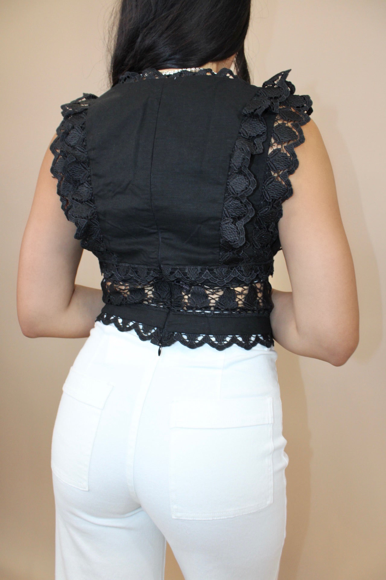 Jennifer Black Lace Crop Top