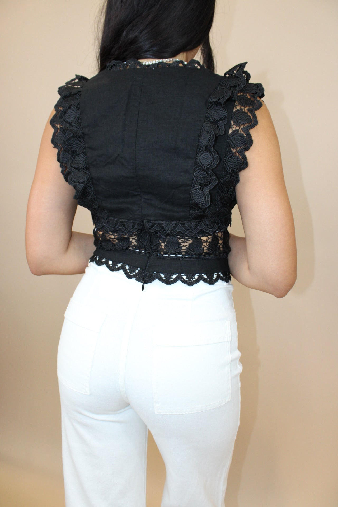 Jennifer Black Lace Crop Top