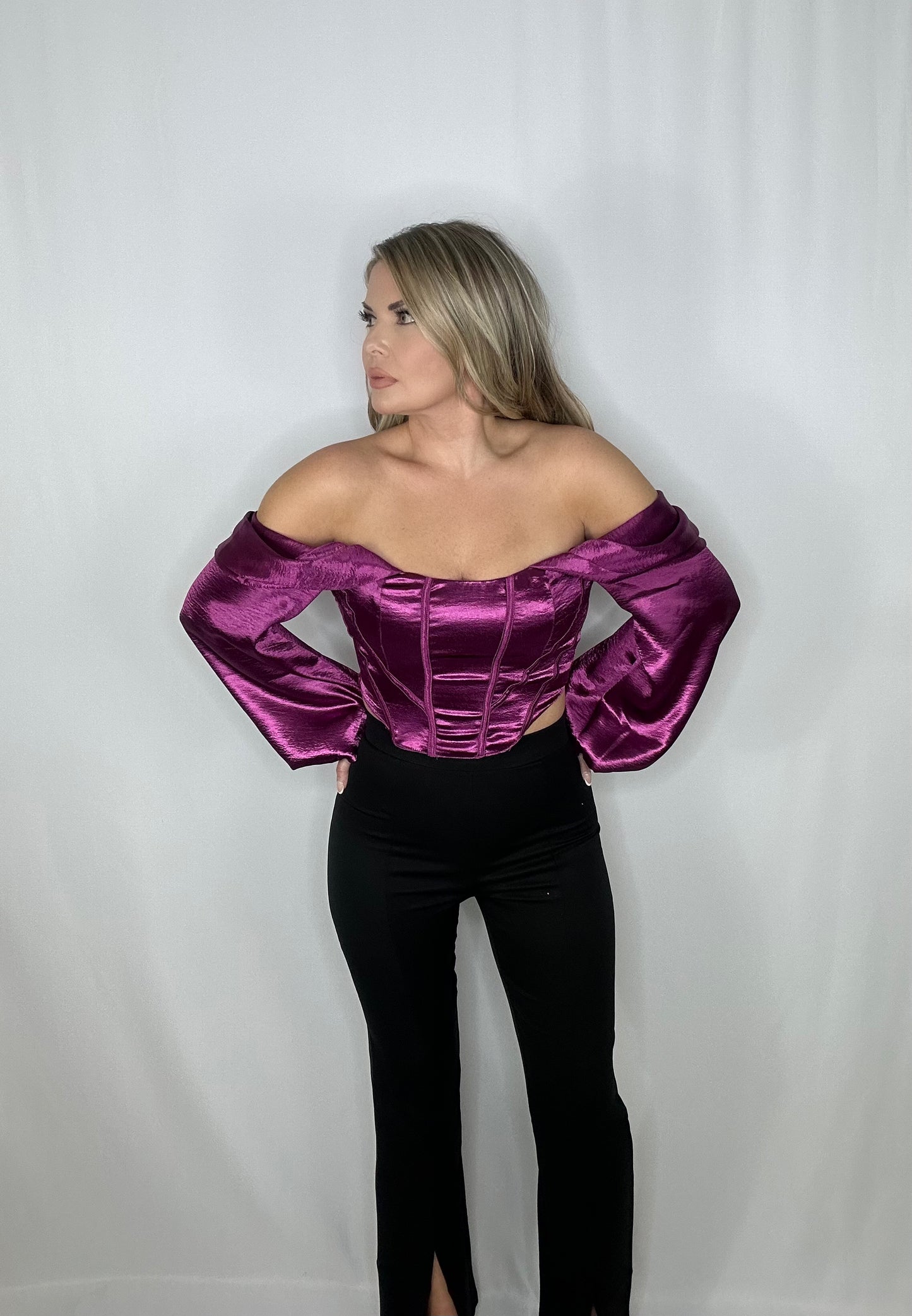 Glossy Satin Corset Top