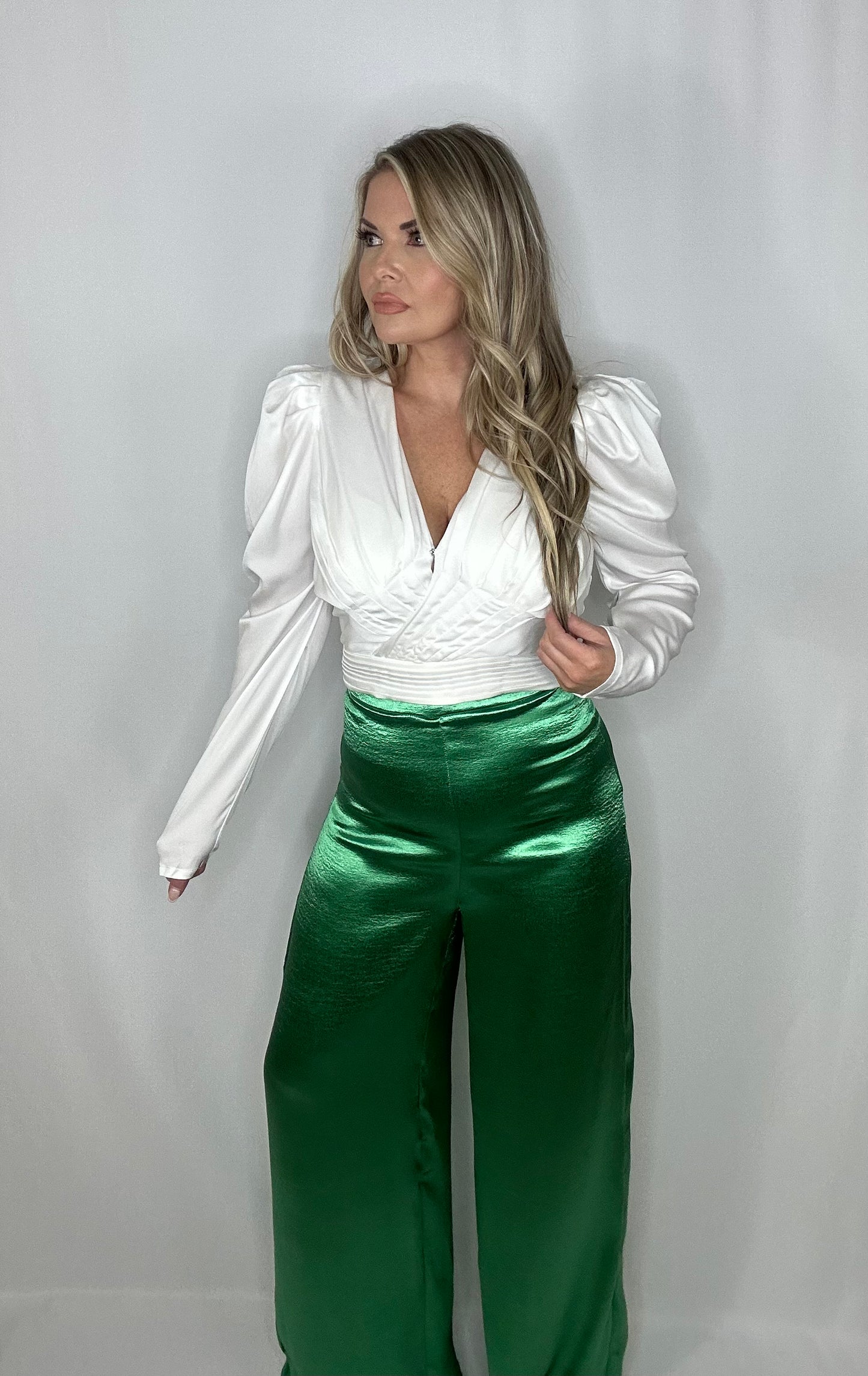 Glossy Satin Wide Leg Pant