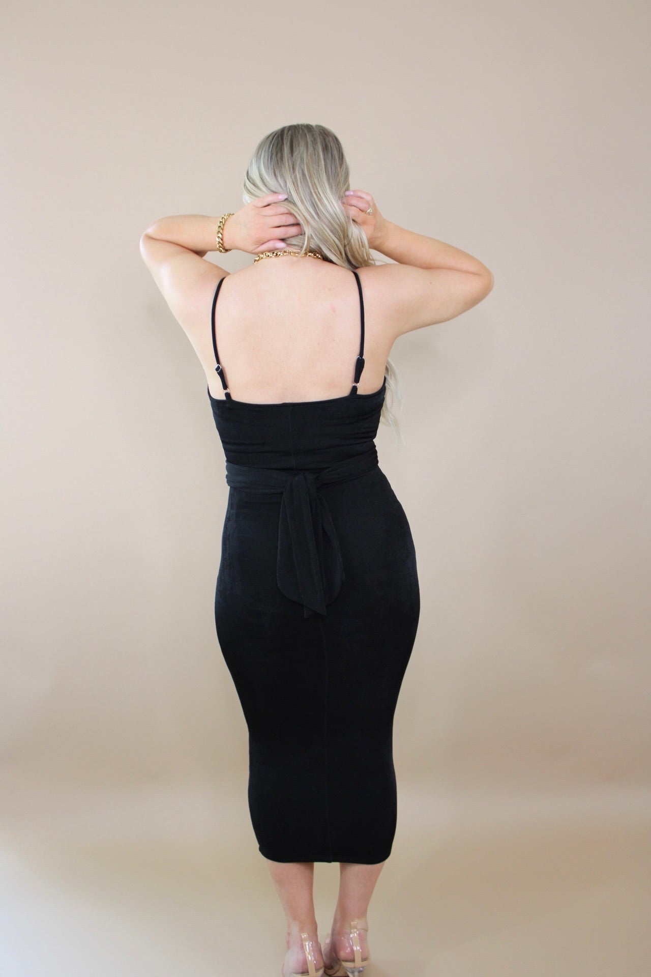 Twisted Slinky Black Dress