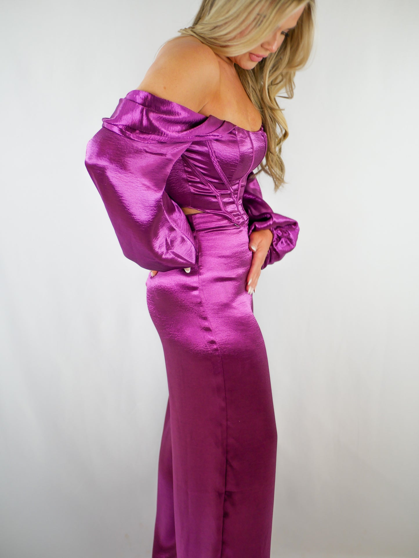 Glossy Satin Wide Leg Pant