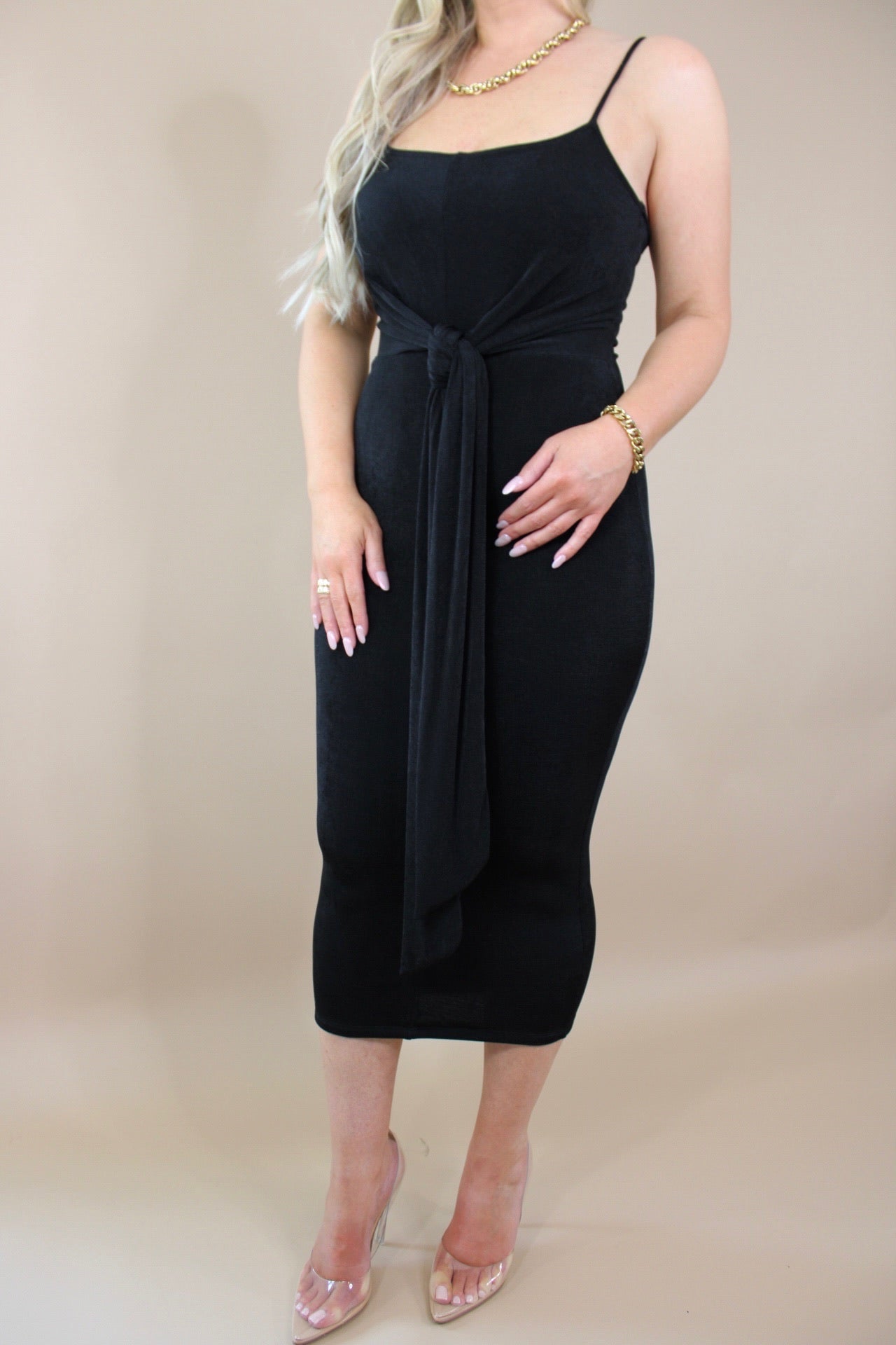 Twisted Slinky Black Dress