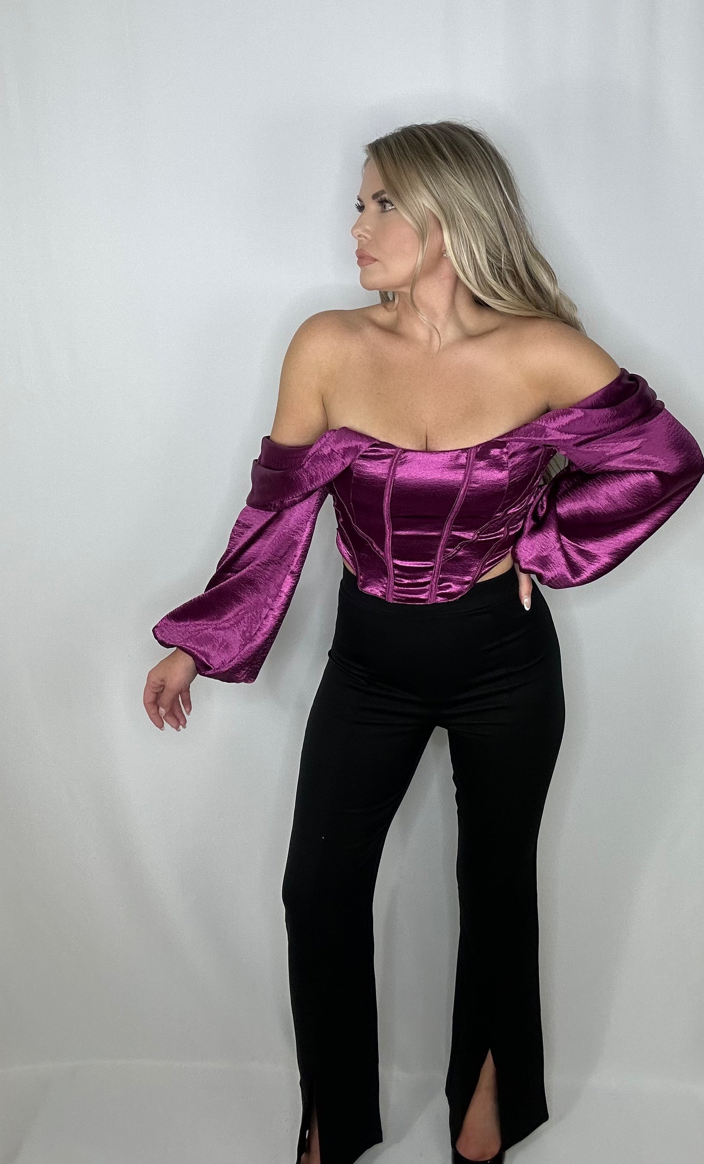 Glossy Satin Corset Top