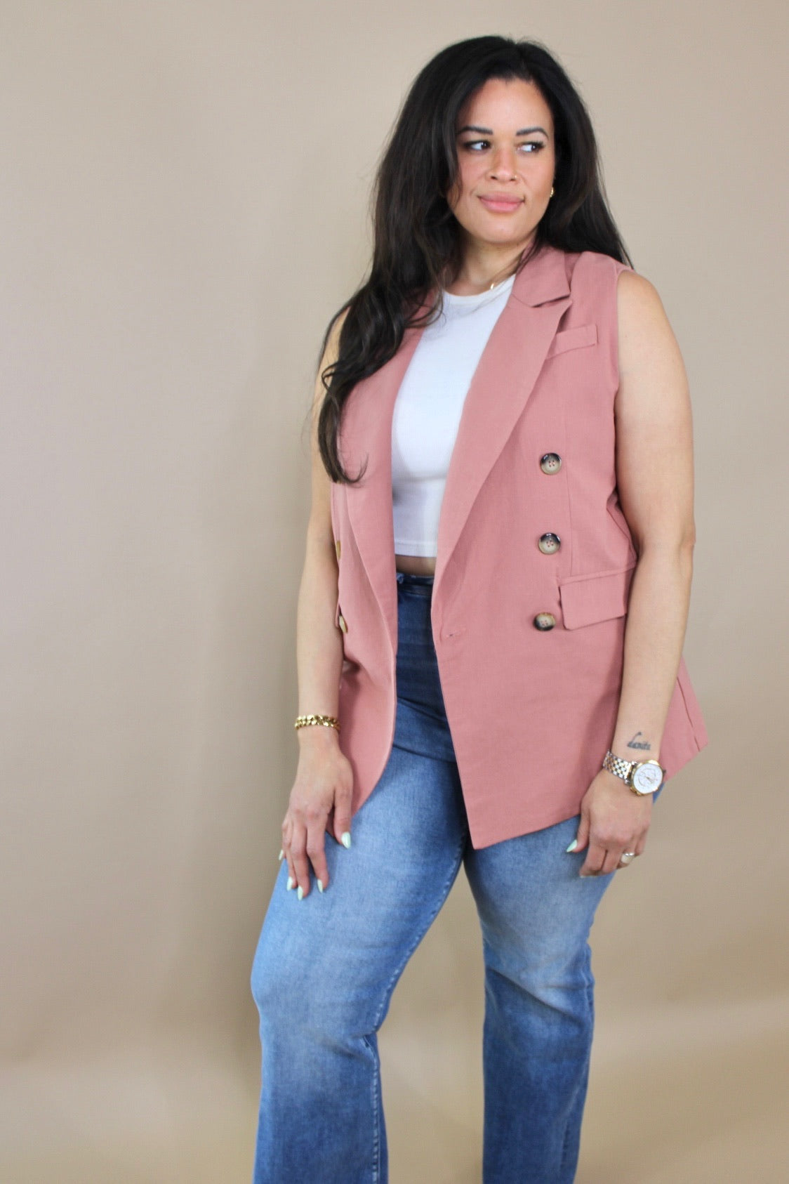 Stacey Mauve Blazer Vest