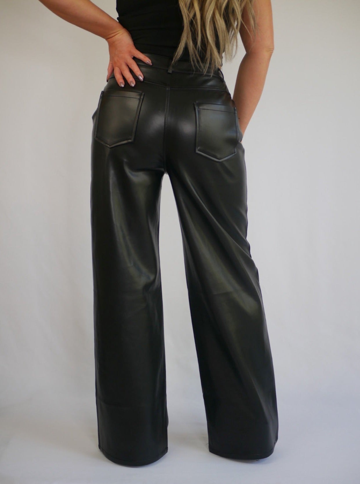 Gemma Faux Leather Wide Leg Pant