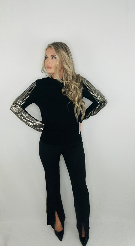 Sarah Sequin Sleeve Sweater