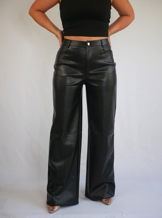 Gemma Faux Leather Wide Leg Pant