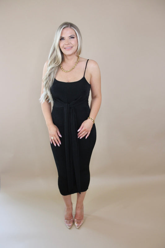 Twisted Slinky Black Dress