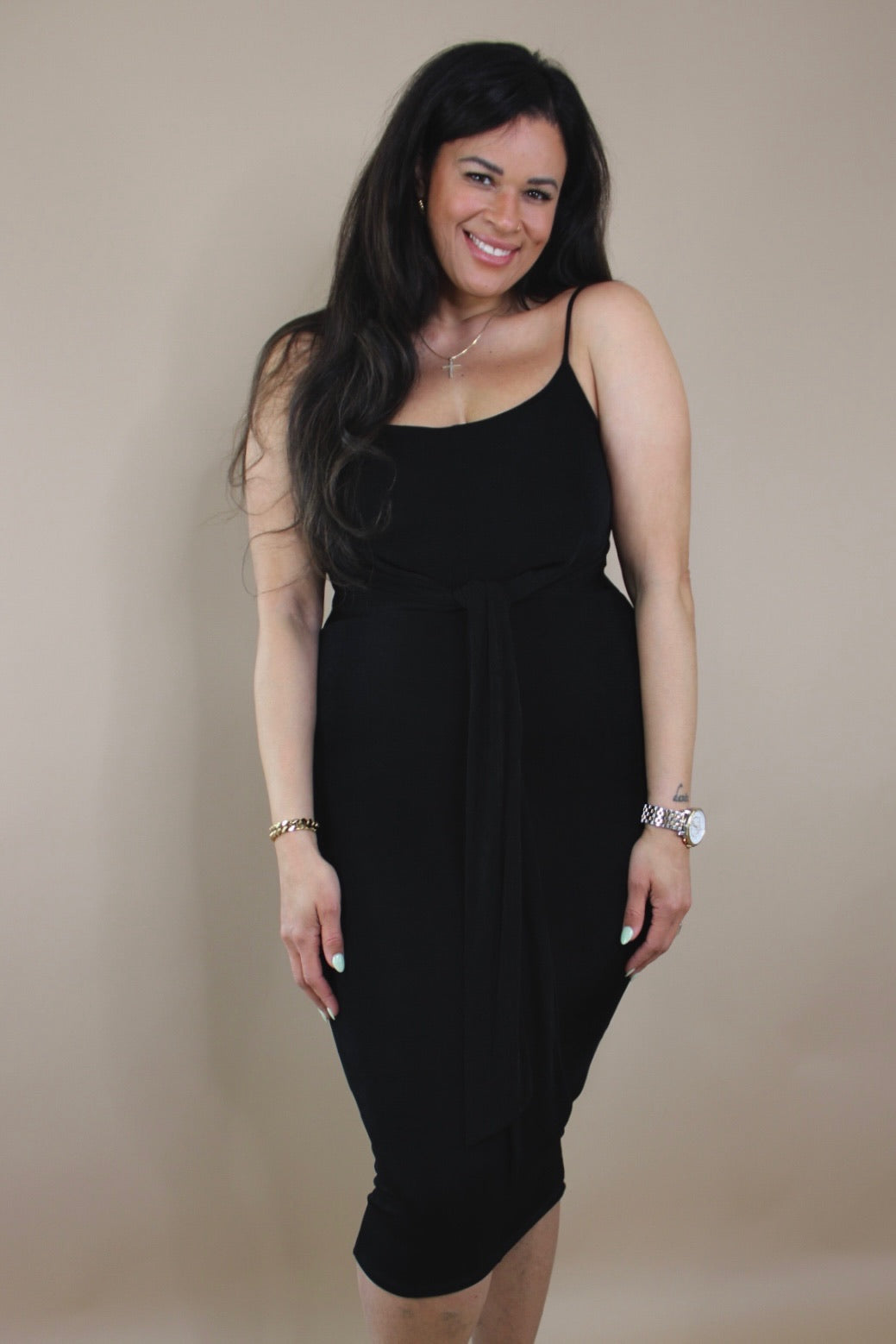 Twisted Slinky Black Dress