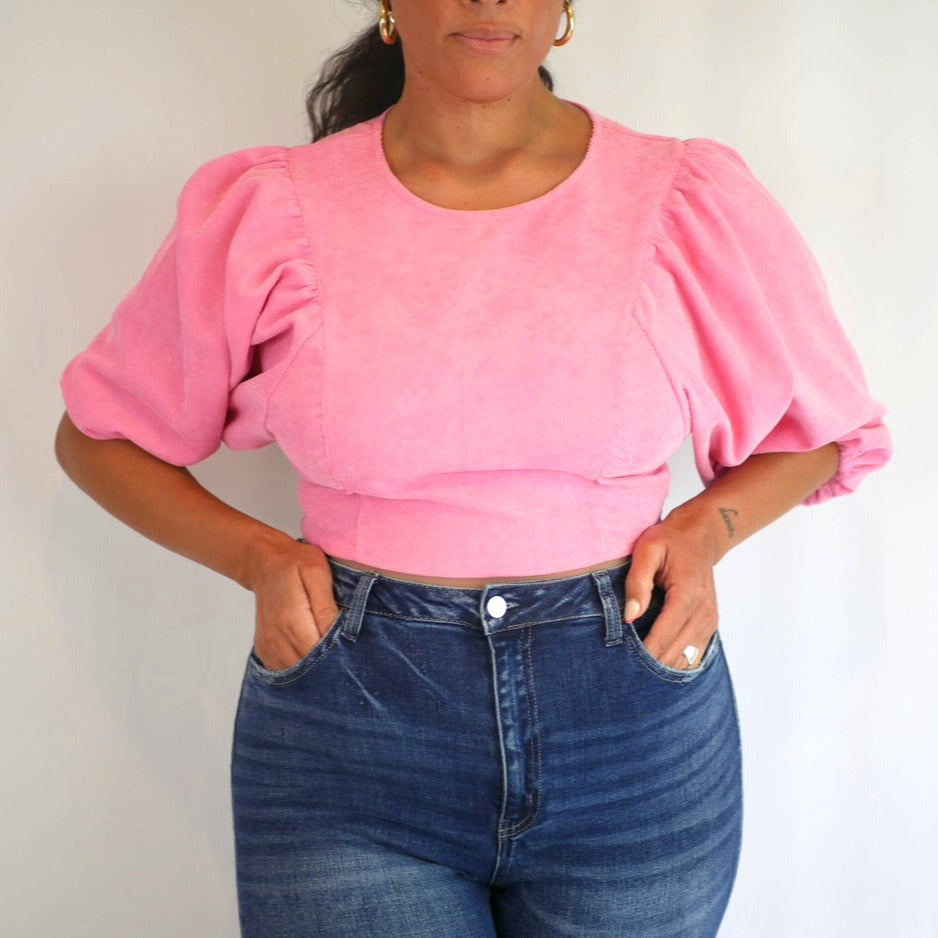 Poppie Pink Corduroy Top